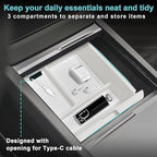 BestEvMod 5PCS Center Console Organizer Compatible with 2026 2025 Tesla New Model Y Juniper Accessories ABS Slide Smoothly Cup Holder Insert Wireless Charger Mat Silicone (White) Not fit Standard