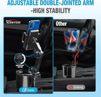 Cup Holder Phone Mount, 2 in 1 Cup Holder Expander for Car Long Arm with 360°Rotation Cup Holder Cell Phone Holder for Car Co