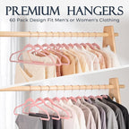 HOUSE DAY Pink Velvet Hangers 120 Pack, Premium Non-Slip Felt Clothes, Sturdy Heavy Duty Coat, Durable Hangers for Suits, Spa