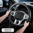 Steering Wheel Cover for Ram 1500, Car Steering Wheel Cover for Dodge Ram 1500 (2012-2018) 1500 Classic(2019-2023) 2500(2012-2018) 3500(2012-2018) 5500(2012-2018), Matte Black