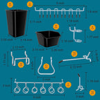 248PCS Pegboard Accessories Organizer Kit,1/8 and 1/4 inch Pegboard Hooks Assortment, Pegboard Bins, Metal Hooks for Hanging 