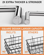 INCLY 1/4“ Extra Thick Pegboard Accessories Kit, 100PCS Heavy Duty Metal Peg Board Hook Assortment with 3 Sizes Basket S/M/L 