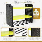 BUILTSTRONG Power Tool Organizer - 6 Drill Holder Wall Mount, 3-Tier Heavy-Duty Hand Tool Storage Rack With 2 Pegboard Sides 