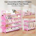 VILICK Shoe Rack for Closet Shoe Organizer Space Saver Storage for 20-25 Pair Shoe Shelf with Hook and Side Pocket Free Stand