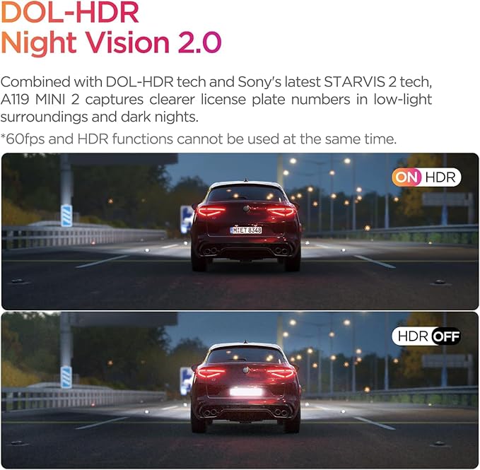 VIOFO Dash Cam A119 Mini 2, STARVIS 2 Sensor, 2K 60fps/HDR 30fps Voice Control Car Dash Camera with 5GHz Wi-Fi GPS, Night Vis