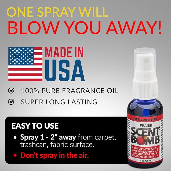 Scent Bomb Air Freshener Spray, Long-Lasting Odor Eliminator - Effective Deodorizer for Home & Car, Fresh Room Spray for Kitc