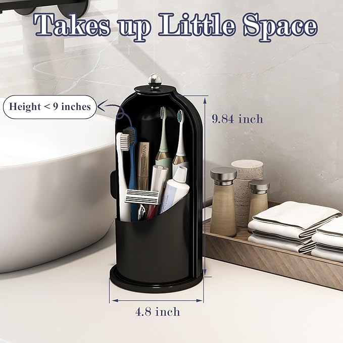 Dustproof Toothbrush Holders with Cover, Rotating Electric Toothbrush and Toothpaste Holder for Bathroom Countertop, 3 Slots 
