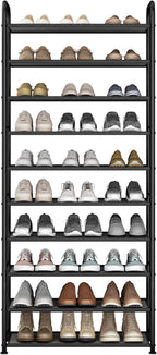 STO STO 10-Tier Shoe Rack with Sturdy Mesh Shelves, Tall Metal Shoe Organizer for Entryway, Closet, Garage, Front Door, Holds