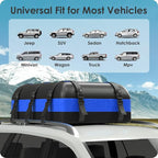 Car Rooftop Cargo Carrier Bag 20 Cubic Feet, 100% Waterproof Heavy Duty Car Roof Bag for All Vehicle with/Without Racks - Anti-Slip Mat, 6 Door Hooks, Storage Bags, 5CM Straps(Blue)