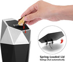 Ginsco Car Trash Can Cup Holder, 2 Pack Mini Car Trash Can with Lid, Car Accessories for Interior, Leakproof Small Trash Cup for Car, Home with Additional 2 ABS Hooks and 90pcs Trash Bags Silver