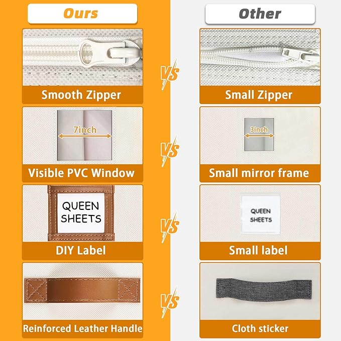 GhvyenntteS Bed Sheet Organizers and Storage 4 Pack (Queen & King Size), Foldable Sheet Organizers and Storage with Window an