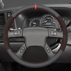 MEWANT Hand Stitched Steering Wheel Cover for Chevy Silverado 1500 2003-2006 Mesh Athsuede Real Leather Steering Wrap