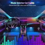 Ambient Lighting Car Led Lights Interior,116in USB Dreamcolor 4 in 1 Acrylic Neon Flexible Strip Fiber Optic LED Ambient Lighting Kits with Remote APP, RGB Music Lights Sync for Inside car Decorations