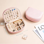 ProCase Travel Size Jewelry Box, Medium Portable Seashell-Shaped Jewelry Case, 2 Layer Jewelry Organizer in PU Leather for Wo