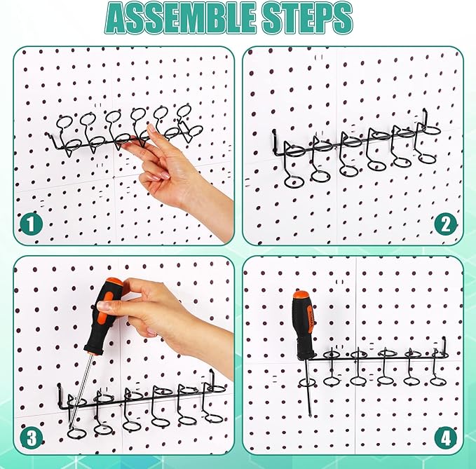 Coume 6 Pcs Pegboard Screwdriver Holders Organizer Pegboard Plier Holders Stainless Steel Peg Board Tool Utility Hooks Access