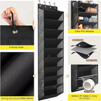 20-25 Pairs Over the Door Shoe Organizer, Clear Pockets Shoe Rack for Closet Door, 10-Tier Hanging Shoe Rack for Boots, Behin