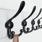 Dseap Coat Rack Wall Mounted - 5 Tri Hooks, Heavy Duty, Wooden Wall Coat Hanger Coat Hook for Clothes Hat Jacket Clothing, Wh