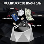 Car Trash Can with Lid, Mini Car Trash Cup with 30 Additional Trash Bags, Car Accessories for Interior, Leakproof Vehicle Garbage Bin for Car, Home, Office - 2 Packs, Silver