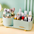 Rotating Makeup Organizer for Vanity with Brush Holder and Drawer, Cosmetic Makeup Storage, Large Spinning Makeup Skincare Or