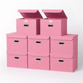 STOREONE Fabric Storage Cube Bins Foldable Organizer Container Collapsible Basket with Lids and Metal Handles, for Home, Bedr
