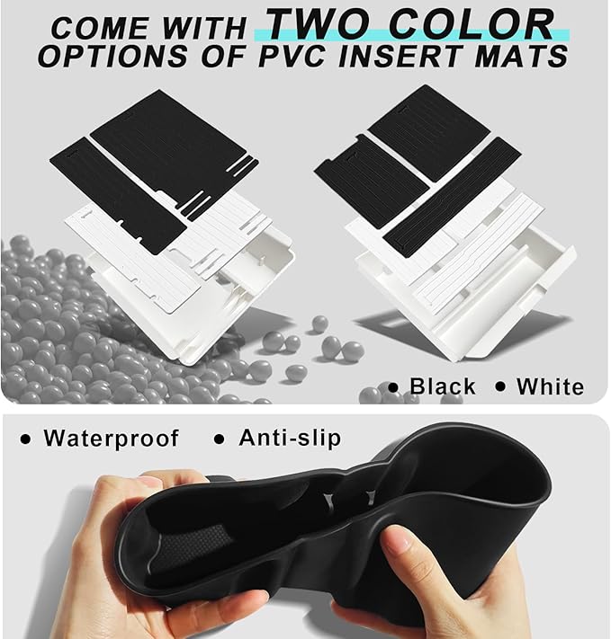 BestEvMod 5PCS Center Console Organizer Compatible with 2026 2025 Tesla New Model Y Juniper Accessories ABS Slide Smoothly Cup Holder Insert Wireless Charger Mat Silicone (White) Not fit Standard