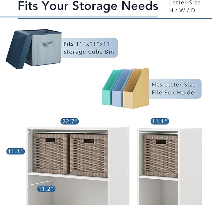 Homes: Inside + Out Apexa 3-Cube Storage Organizer Shelves, Stackable Wood Bookcase Fits Cubby Bins for Organization, Dorm Te
