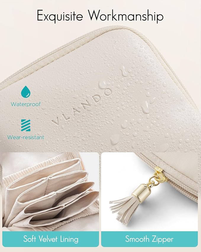 VLANDO Small Travel Jewelry Case,Mothers Day Gifts,Jewelry Pouch Bags with Zipper,Velvet Jewelry Organizer Storage Bag for Br