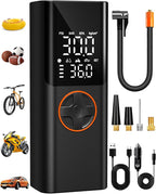 AIRSURE Tire Inflator Portable Air Compressor, 150PSI Cordless Tire Pump with USB Output, 12V DC Car Plug & Dual Power 6000mAh, Fast Inflation Air Pump for Cars, Bikes, Motorcycles and Balls