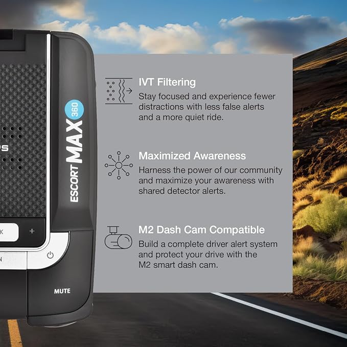 Escort MAX 360 Laser Radar Detector - GPS, Directional Alerts, Dual Antenna Front and Rear, Bluetooth Connectivity, Voice Ale
