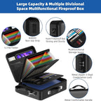 Fireproof Document Box with Lock, Durable Hard Case File Organizer Fire Safe Box, Hard-Shell Design Waterproof Fireproof Safe