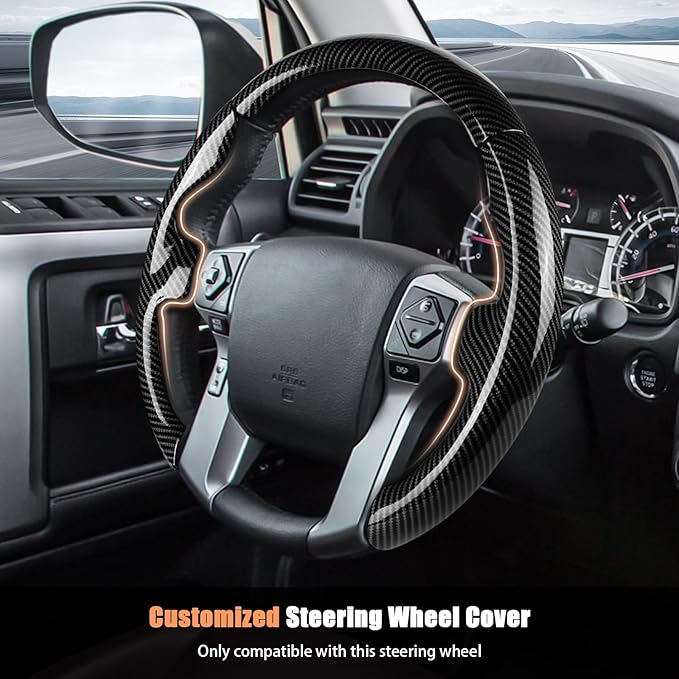 Aimato Customized Steering Wheel Cover for Toyota Tacoma 2012-2023/4Runner 2010-2024/Tundra 2014-2021/Sequoia 2014-2022 Thin,Anti-Slip,Scratch-Resistant Exclusive Car Accessory for Toyota