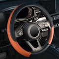 LABBYWAY Car Steering Wheel Cover, Leather, Universal 15 Inch Fit, Anti-Slip & Odor-Free,Brown