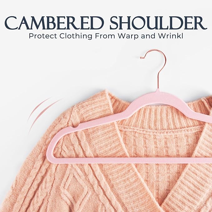 HOUSE DAY Pink Velvet Hangers 120 Pack, Premium Non-Slip Felt Clothes, Sturdy Heavy Duty Coat, Durable Hangers for Suits, Spa