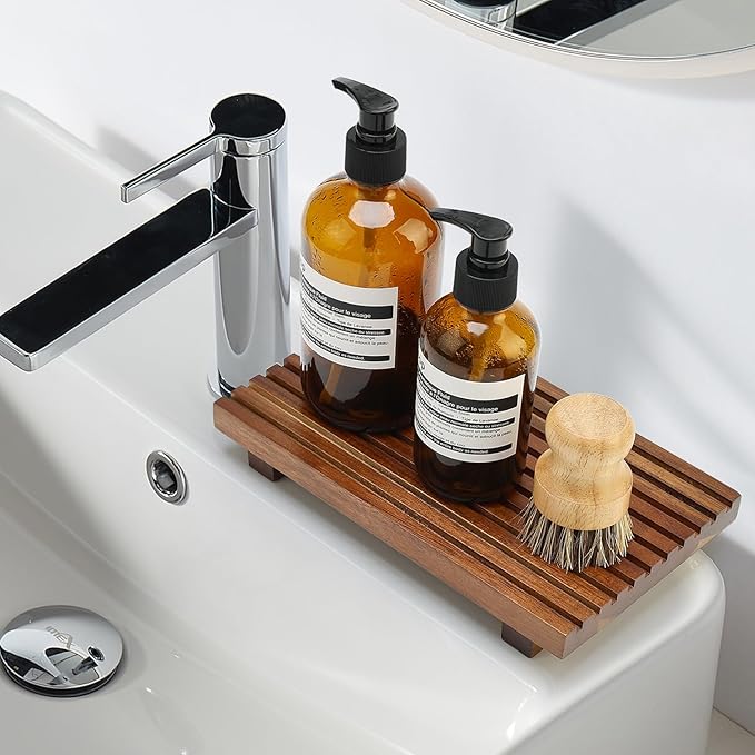 Acacia Wood Risers for Bathroom Tray Kitchen Counter Decor Bathroom Sink Accessories Decorative Wooden Riser Pedestal Stand f