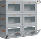 Homsorout Large Closet Storage Bins - Collapsible Storage Bins with Handles & Window, Fabric Cube Organizer with Lids, Decora