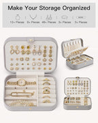 VLANDO Travel Jewelry Case, PU Leather Travel Jewelry Box with Earring Holder, Portable Display Small Jewelry Box for Mothers