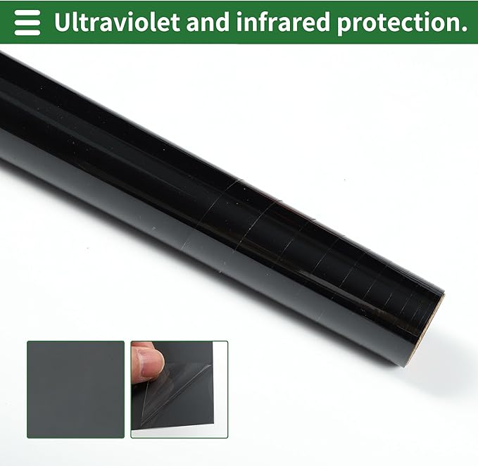 Motoforti Universal Car Window Tint Film Privacy Film 19.69 ft x 19.69 Inch Carbon 2 PLY PET Black 1 Pc VLT 34% IRR 45% UVR 93%