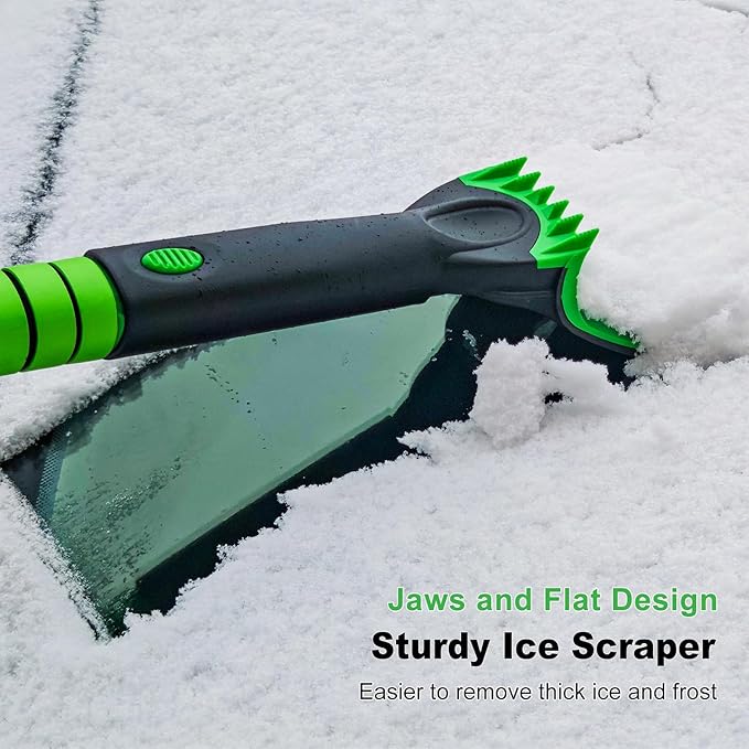 SEAAES 50 Inch Truck Snow Brush and Ice Scraper with Squeegee, Long Handle Extendable Windshield Ice Scraper with Foam Grip for SUV Truck Jeep RV Auto Vehicle Window