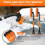 BFONS 2 Pcs Ice Scrapers for Car Windshield, 2-in-1 Snow Scraper and Snow Brush for Car SUV Truck, Car Ice Windshield Scraper for Ice and Snow with 360° Pivoting Brush and Ergonomic Foam Grip Orange