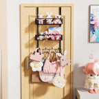 Consumest Over The Door Hooks Organizer - Extra Long Door Hanger with 9 Coat Hooks & 2 Mesh Basket, Back Storage Organizer Ha