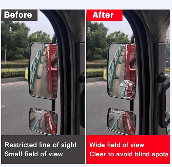 2Pcs Large Stick-on Blind Spot Car Mirror, 3.75 Inch Non-Adjustable Big Round Convex Rear View Mirrors, HD Glass Blindspot Convex Rearview Mirror for Car, an, SUV and Trucks