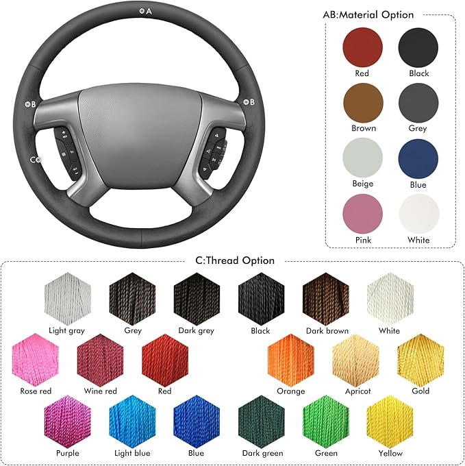 MEWANT Steering Wheel Cover Compatible with Chevy Silverado 1500/Chevy Silverado 2500 3500/ Tahoe/Suburban 1500/ Avalanche 1500/Traverse/Express