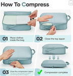 Veken 11 Set Compression Packing Cubes for Travel Essentials,Compressible Expandable Large Luggage Suitcase Organizer Bags fo