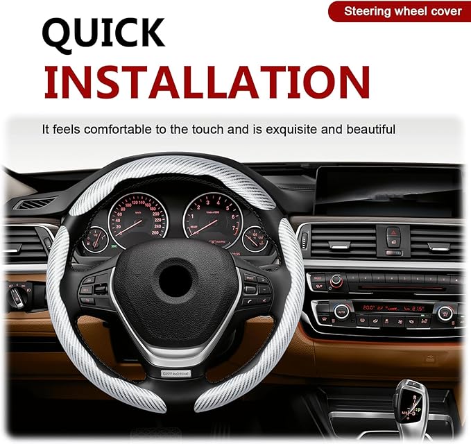 3pcs Universal Carbon Fiber Steering Wheel Cover - Anti-Slip & Segmented Design, Universal 99% Durable Steering Wheel Protect