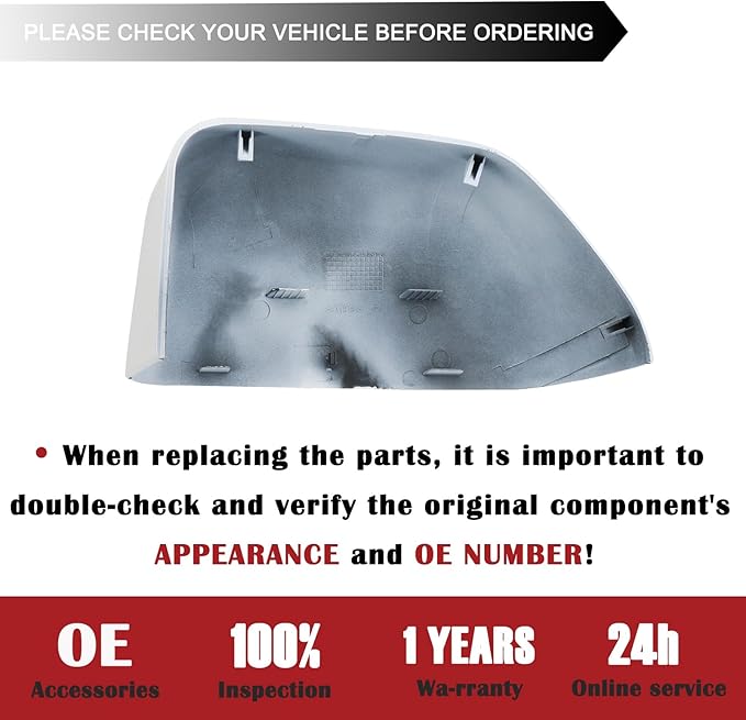 Car Chrome Rear View Door Mirror Cover Cap | Compatible with 2017-2024 F250 F350 F450 F550 Super Duty Side by Side Accessories | RH Right Passenger Side Exterior Plastic Tow Rearview Mirror Covers