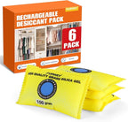 100g (6 Packs) Rechargeable Desiccant Packs for Storage, Color Indicating Silica Gel Desiccant Packets, Moisture absorbers