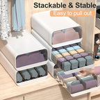 Underwear Organizer Drawer, 1 Cell Plastic Sock Underwear Storage Drawer, Stackable Closet Organizers and Storage Box for Bra
