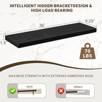 36 Inch Floating Shelves, 36"x9.25"x1.5" Inch Deep Floating Shelves for Wall, Wooden Shelves for Bathroom, Bedroom, Living Ro
