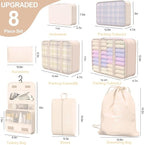 8 Set Packing Cubes for Travel,Suitcase Organizer Bags for Luggage with Shoe & Hanging Toiletry Bag, Vacation Essentials & Ac