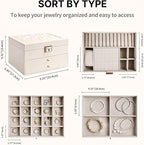 Greenfeather Jewelry Boxes for Women, Jewelry Organizer Box with Lid 3 Layers for Necklaces Rings Earrings and Bracelets Box 